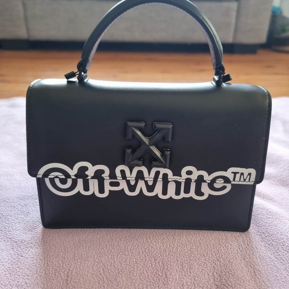 OFF-WHITE Jitney 1.4 Printed Leather Tote Bag in Black - Picture 6 of 9